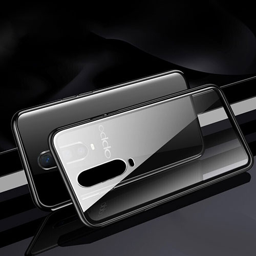 Luxury Aluminum Metal Frame Mirror Cover Case 360 Degrees T06 for Oppo RX17 Pro Black