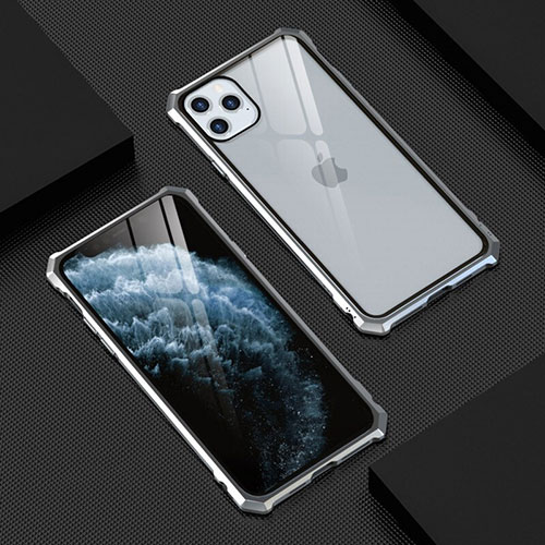 Luxury Aluminum Metal Frame Mirror Cover Case 360 Degrees T07 for Apple iPhone 11 Pro Silver