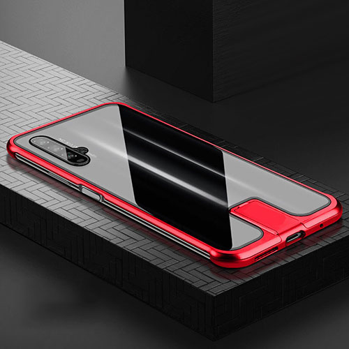 Luxury Aluminum Metal Frame Mirror Cover Case 360 Degrees T07 for Huawei Honor 20S Red