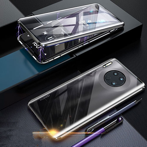 Luxury Aluminum Metal Frame Mirror Cover Case 360 Degrees T07 for Huawei Mate 30 Pro Black