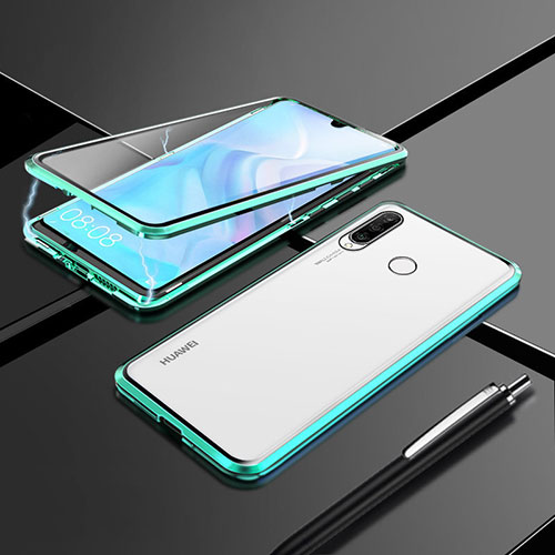 Luxury Aluminum Metal Frame Mirror Cover Case 360 Degrees T07 for Huawei Nova 4e Green