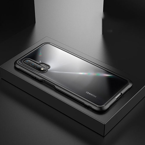 Luxury Aluminum Metal Frame Mirror Cover Case 360 Degrees T07 for Huawei Nova 6 Black
