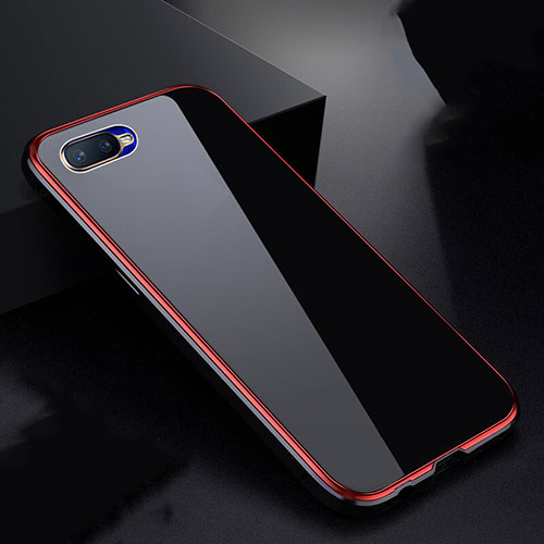 Luxury Aluminum Metal Frame Mirror Cover Case 360 Degrees T07 for Oppo R17 Neo Red