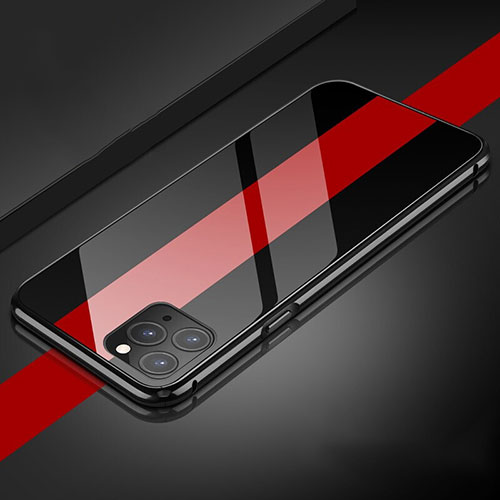 Luxury Aluminum Metal Frame Mirror Cover Case 360 Degrees T08 for Apple iPhone 11 Pro Max Black