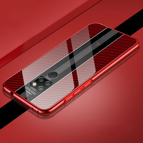 Luxury Aluminum Metal Frame Mirror Cover Case 360 Degrees T08 for Huawei Mate 20 Red