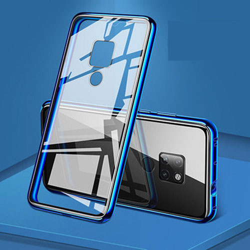 Luxury Aluminum Metal Frame Mirror Cover Case 360 Degrees T08 for Huawei Mate 20 X 5G Blue