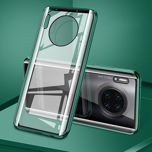 Luxury Aluminum Metal Frame Mirror Cover Case 360 Degrees T08 for Huawei Mate 30 5G Green