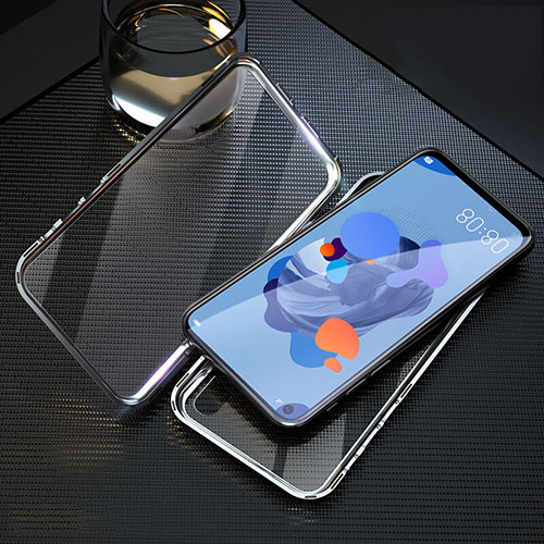 Luxury Aluminum Metal Frame Mirror Cover Case 360 Degrees T08 for Huawei Nova 5i Silver