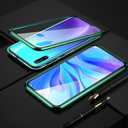 Luxury Aluminum Metal Frame Mirror Cover Case 360 Degrees T08 for Huawei P30 Lite New Edition Green