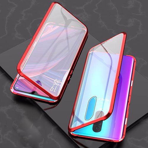 Luxury Aluminum Metal Frame Mirror Cover Case 360 Degrees T08 for Oppo R17 Pro Red