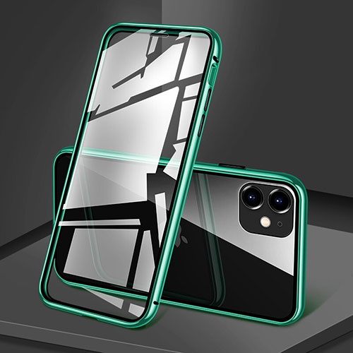 Luxury Aluminum Metal Frame Mirror Cover Case 360 Degrees T09 for Apple iPhone 11 Green