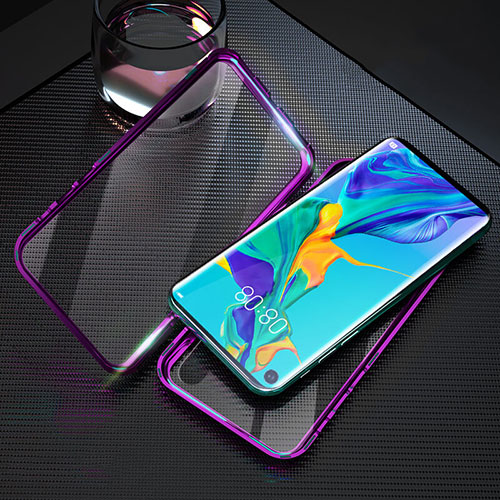 Luxury Aluminum Metal Frame Mirror Cover Case 360 Degrees T09 for Huawei Honor 20S Purple