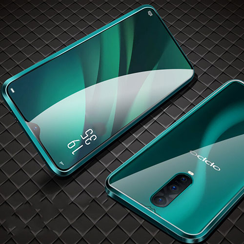 Luxury Aluminum Metal Frame Mirror Cover Case 360 Degrees T09 for Oppo RX17 Pro Green