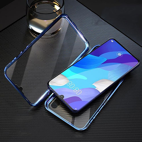 Luxury Aluminum Metal Frame Mirror Cover Case 360 Degrees T11 for Huawei Nova 5 Blue