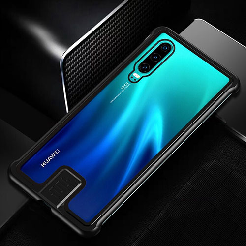 Luxury Aluminum Metal Frame Mirror Cover Case 360 Degrees T11 for Huawei P30 Black