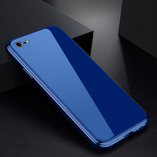 Luxury Aluminum Metal Frame Mirror Cover Case for Apple iPhone 6 Plus Blue