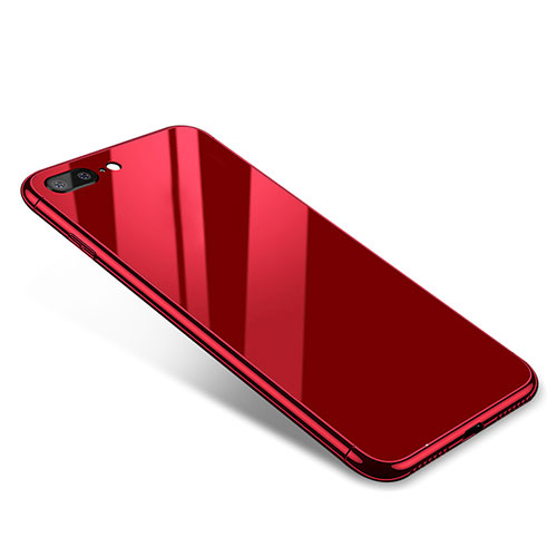 Luxury Aluminum Metal Frame Mirror Cover Case for Apple iPhone 8 Plus Red