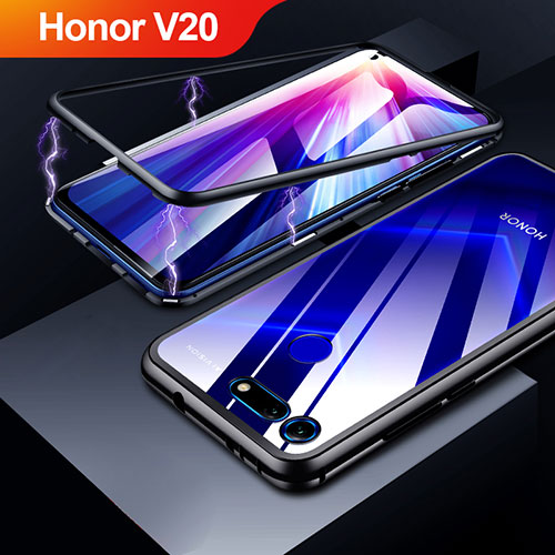 Luxury Aluminum Metal Frame Mirror Cover Case for Huawei Honor V20 Black