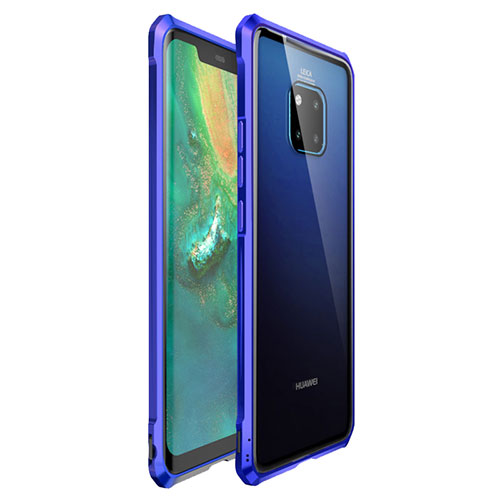 Luxury Aluminum Metal Frame Mirror Cover Case for Huawei Mate 20 Pro Blue