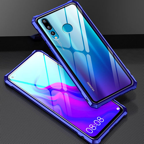 Luxury Aluminum Metal Frame Mirror Cover Case for Huawei Nova 4 Blue