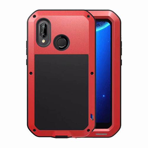 Luxury Aluminum Metal Frame Mirror Cover Case for Huawei P20 Lite Red