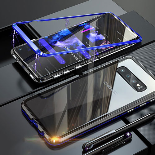 Luxury Aluminum Metal Frame Mirror Cover Case for Samsung Galaxy S10 5G Blue