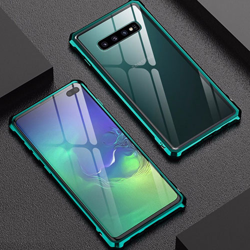 Luxury Aluminum Metal Frame Mirror Cover Case for Samsung Galaxy S10 Plus Green