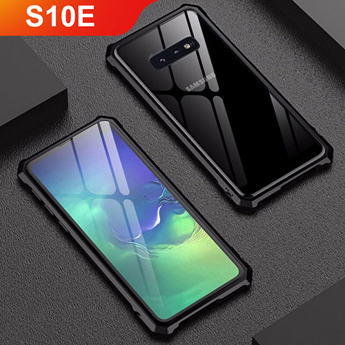 Luxury Aluminum Metal Frame Mirror Cover Case for Samsung Galaxy S10e Black