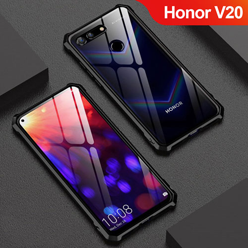 Luxury Aluminum Metal Frame Mirror Cover Case M01 for Huawei Honor V20 Black