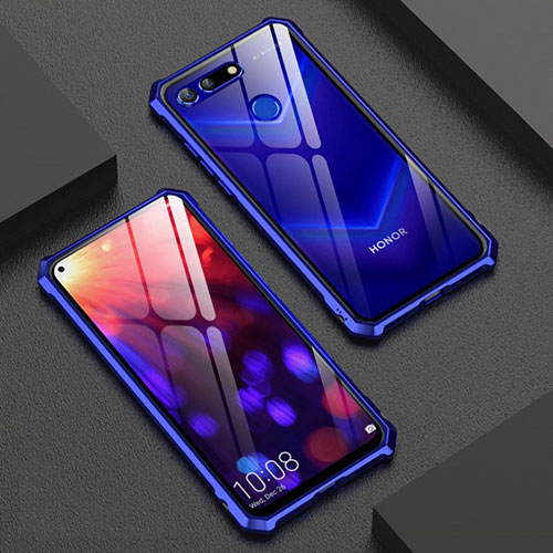 Luxury Aluminum Metal Frame Mirror Cover Case M01 for Huawei Honor View 20 Blue