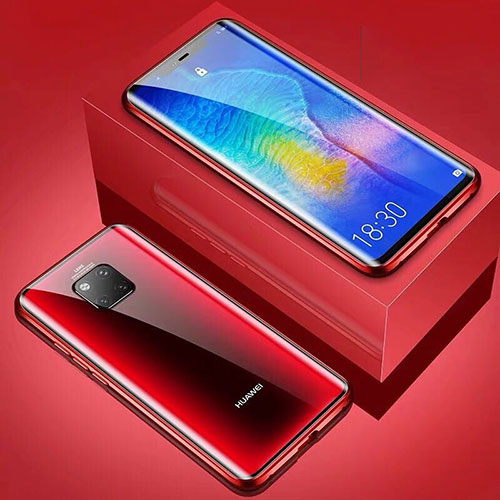 Luxury Aluminum Metal Frame Mirror Cover Case M01 for Huawei Mate 20 Pro Red