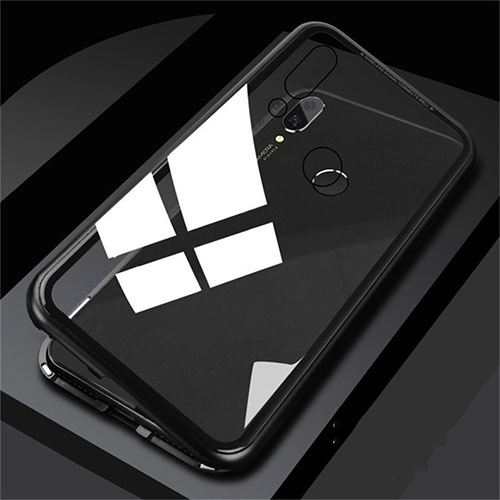 Luxury Aluminum Metal Frame Mirror Cover Case M01 for Huawei P Smart (2019) Black