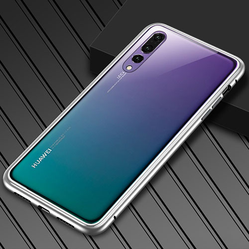 Luxury Aluminum Metal Frame Mirror Cover Case M02 for Huawei P20 Pro White