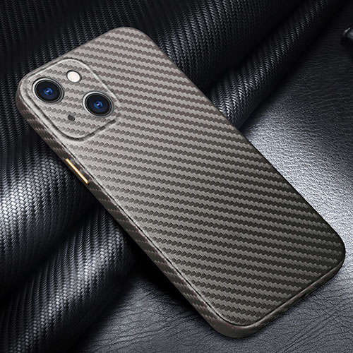 Luxury Carbon Fiber Twill Soft Case Cover for Apple iPhone 14 Plus Gray