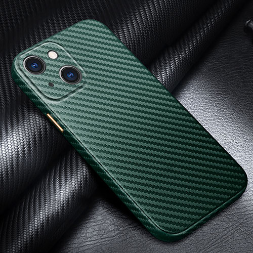 Luxury Carbon Fiber Twill Soft Case Cover for Apple iPhone 14 Plus Green