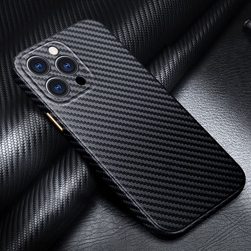 Luxury Carbon Fiber Twill Soft Case Cover for Apple iPhone 14 Pro Black