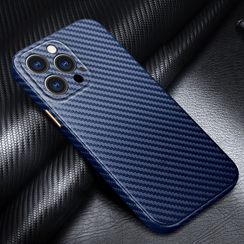 Luxury Carbon Fiber Twill Soft Case Cover for Apple iPhone 15 Pro Max Blue