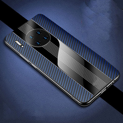 Luxury Carbon Fiber Twill Soft Case T01 for Huawei Mate 30 5G Blue