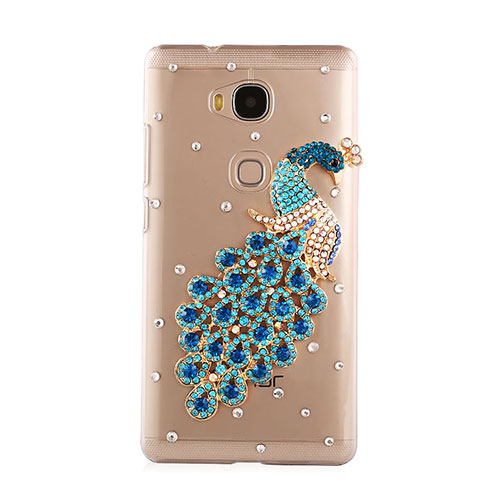 Luxury Diamond Bling Peacock Hard Rigid Case Cover for Huawei Honor 5X Blue