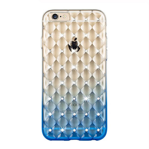 Luxury Diamond Bling Transparent Gel Gradient Soft Case for Apple iPhone 6S Blue