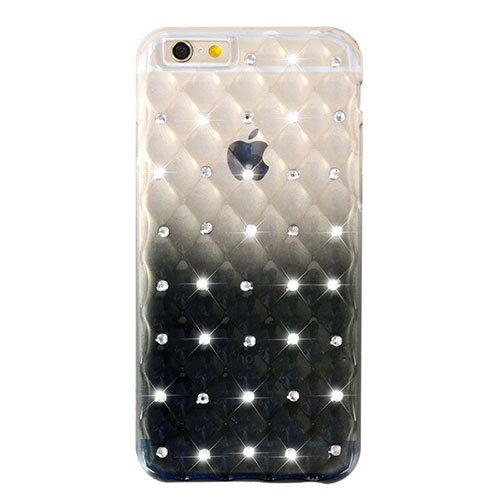 Luxury Diamond Bling Transparent Gradient Soft Case for Apple iPhone 6 Black