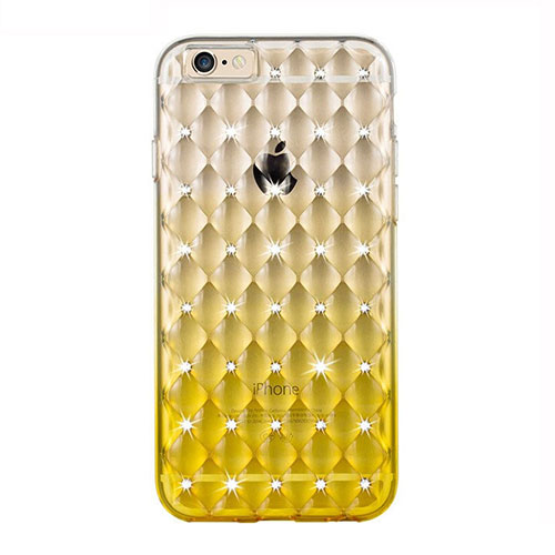 Luxury Diamond Bling Transparent Gradient Soft Cover for Apple iPhone 6 Plus Yellow