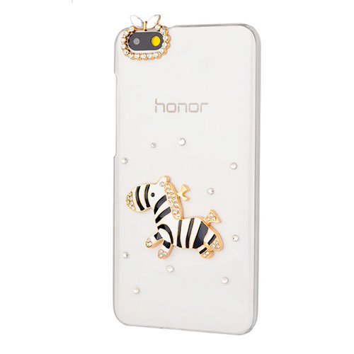 Luxury Diamond Bling Zebra Hard Rigid Case Cover for Huawei Honor 4X Black