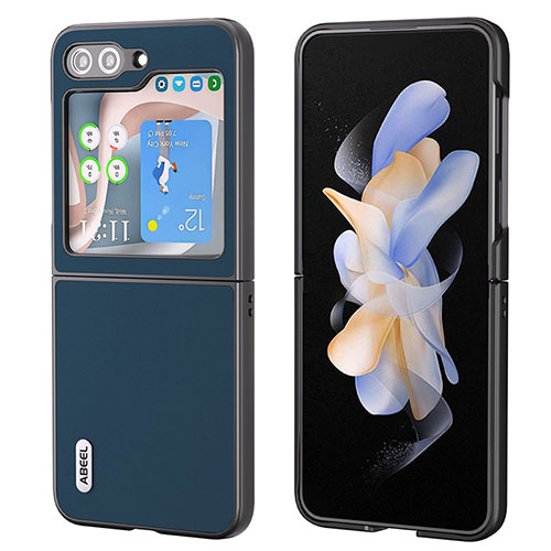 Luxury Leather Matte Finish and Plastic Back Cover Case AD2 for Samsung Galaxy Z Flip5 5G Blue