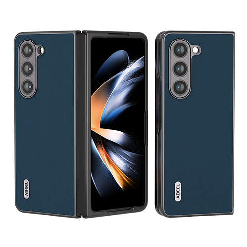 Luxury Leather Matte Finish and Plastic Back Cover Case AD3 for Samsung Galaxy Z Fold5 5G Blue