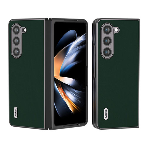 Luxury Leather Matte Finish and Plastic Back Cover Case AD3 for Samsung Galaxy Z Fold5 5G Green