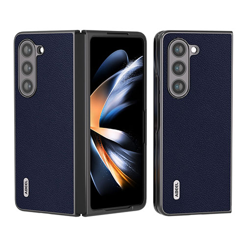 Luxury Leather Matte Finish and Plastic Back Cover Case AD8 for Samsung Galaxy Z Fold5 5G Blue