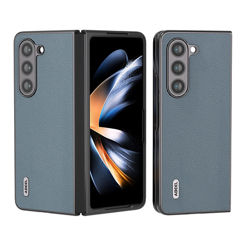 Luxury Leather Matte Finish and Plastic Back Cover Case AD8 for Samsung Galaxy Z Fold5 5G Gray