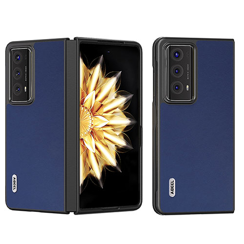 Luxury Leather Matte Finish and Plastic Back Cover Case B02H for Huawei Honor Magic V2 Ultimate 5G Navy Blue