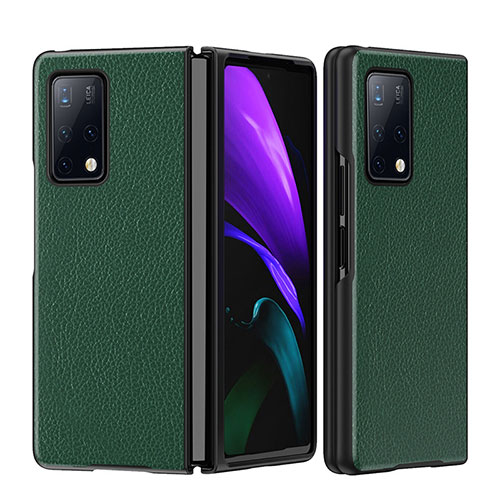 Luxury Leather Matte Finish and Plastic Back Cover Case B02H for Huawei Mate X2 Green